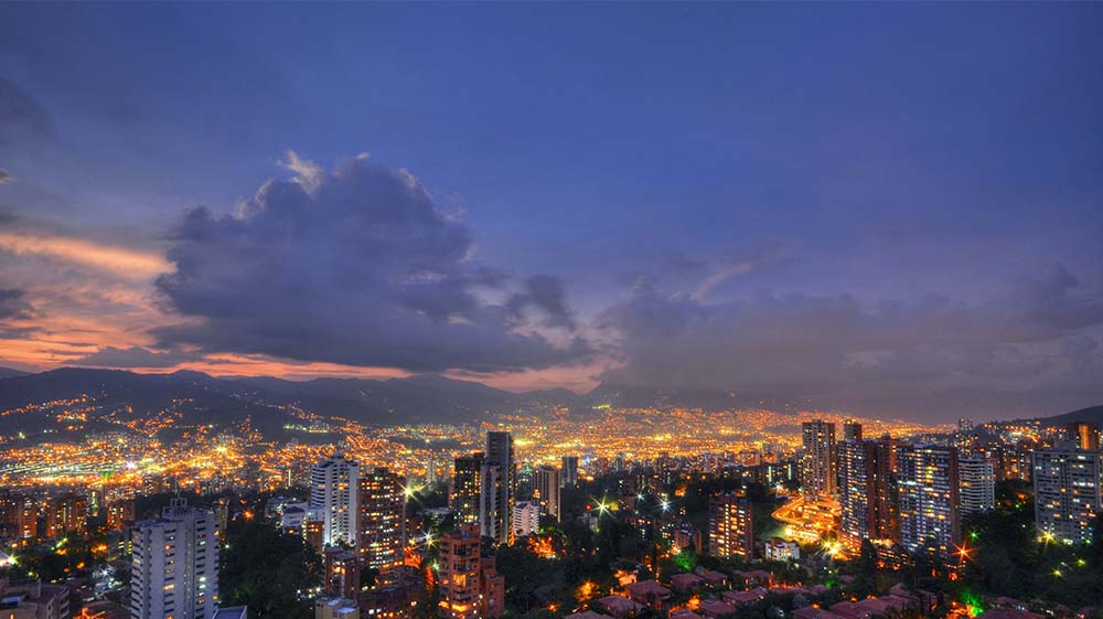 Medellín City night view