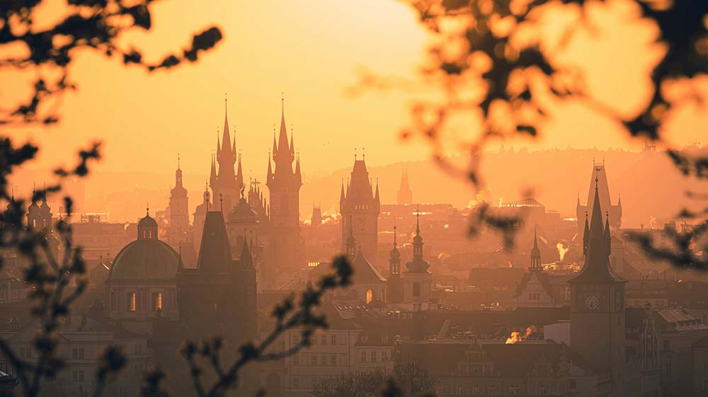 Prague City - Old Downtown during Sunset