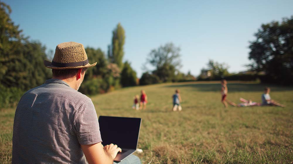 Digital nomad working remotely - lifestyle view