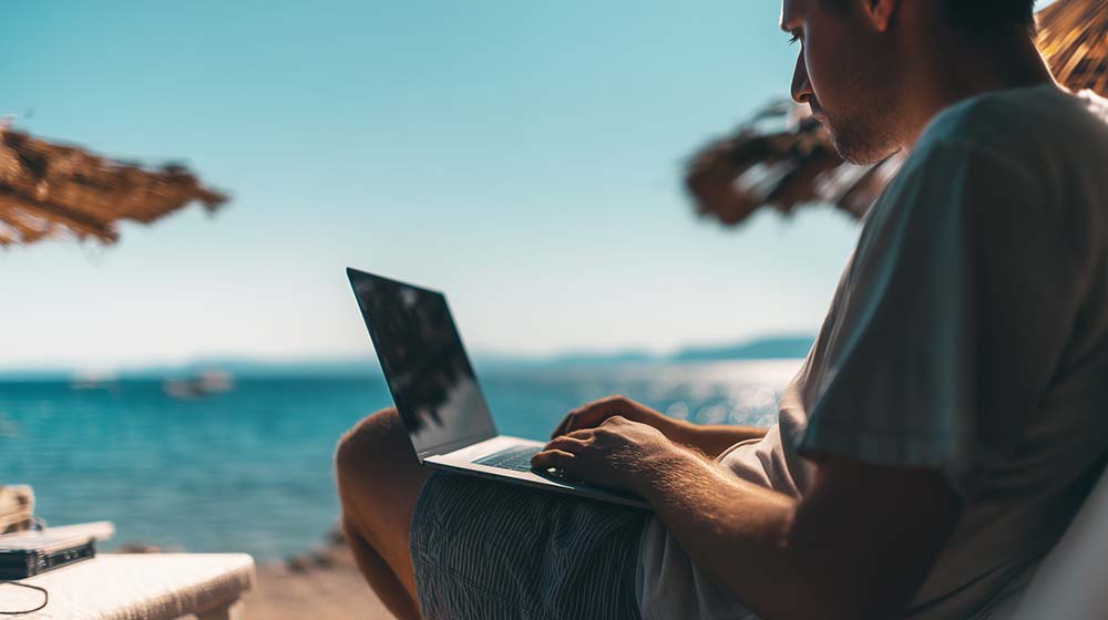 Digital nomad working remotely - main view